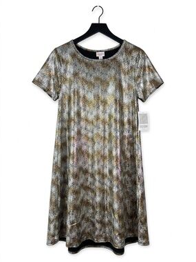 NWT woman lularoe metallic elegant carly dress size small